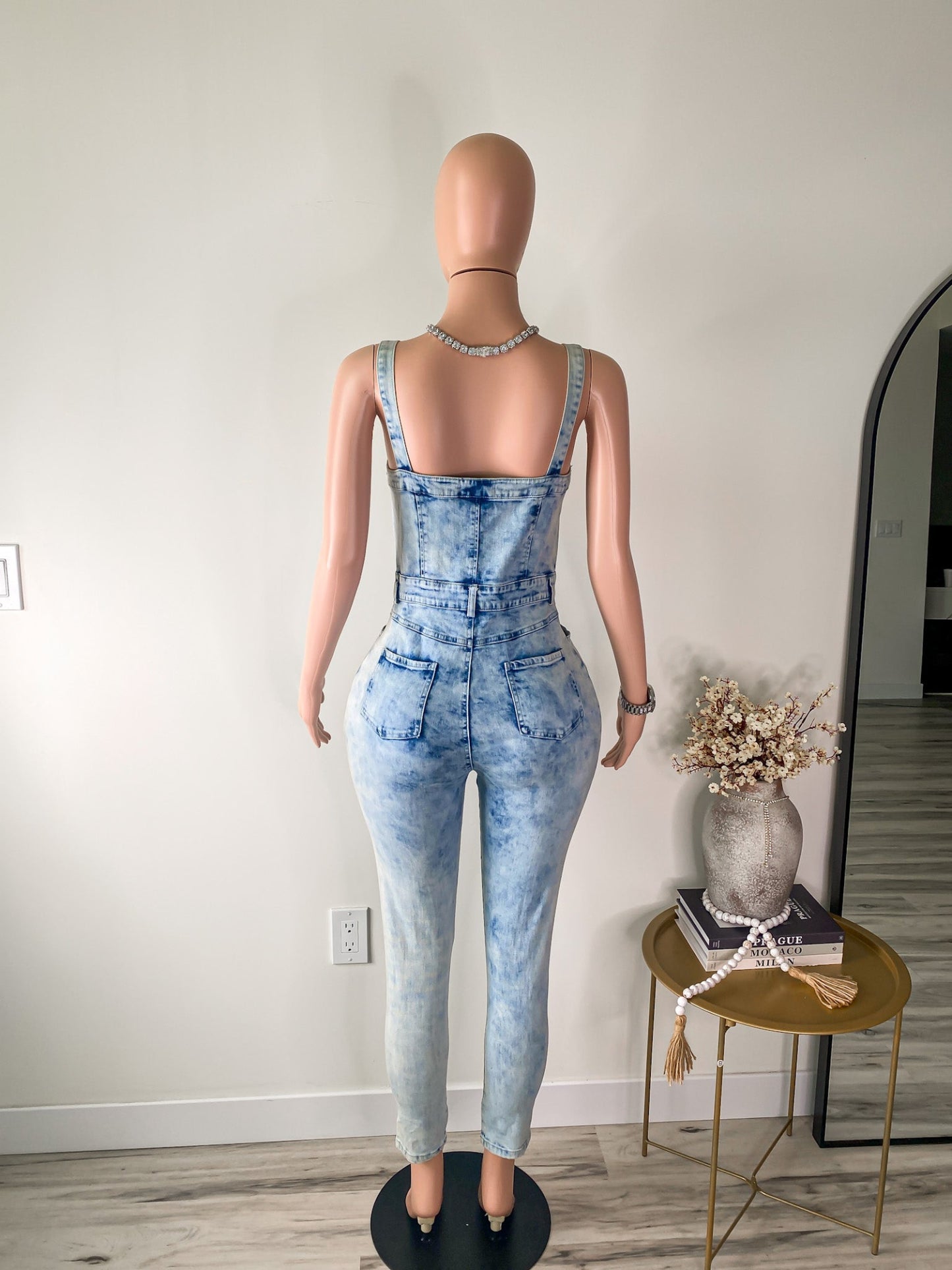 Denim Behavior – Acid Wash Corset Jumpsuit