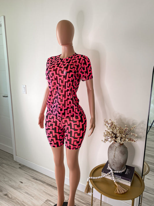 Pattern Play – Neon Mesh Tee & Biker Shorts Set